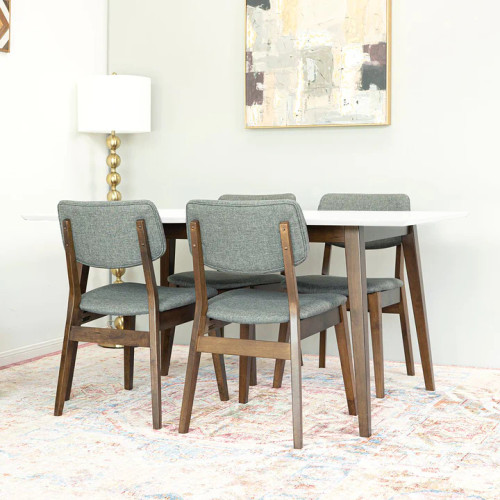 Alpine (Small - White) Dining Set with 4 Abbott Dining Chairs | KM Home Furniture and Mattress Store | Houston TX | Best Furniture stores in Houston