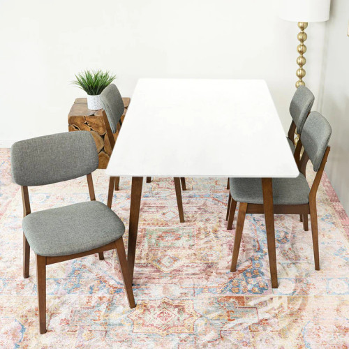 Alpine (Small - White) Dining Set with 4 Abbott Dining Chairs | KM Home Furniture and Mattress Store | Houston TX | Best Furniture stores in Houston