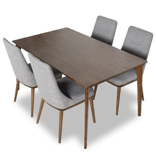 Selena Walnut Dining set - 4 Brighton Gray Chairs  | KM Home Furniture and Mattress Store | TX | Best Furniture stores in Houston