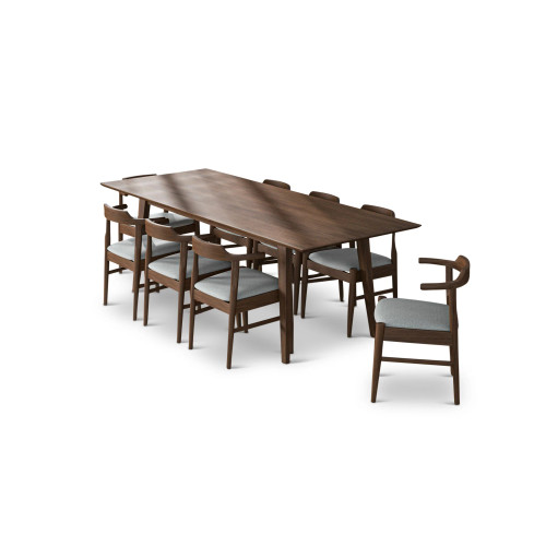 Adira XLarge Walnut Dining Set - 6 Zola Gray Chairs | KM Home Furniture and Mattress Store | TX | Best Furniture stores in Houston