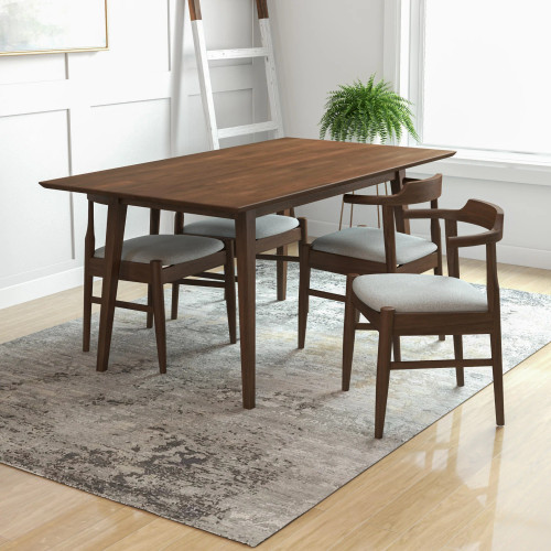 Adira Large Walnut Dining Set -4 Zola Gray Chairs | KM Home Furniture and Mattress Store | TX | Best Furniture stores in Houston