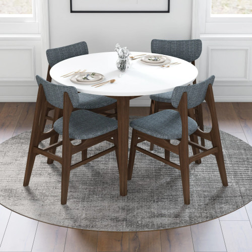 Palmer (White) Round Dining Set with 4 Collins (Grey) Dining Chairs | KM Home Furniture and Mattress Store | Houston TX | Best Furniture stores in Houston