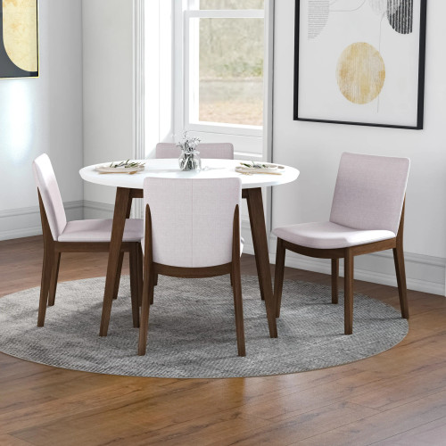 Palmer (White) Dining Set with 4 Virginia (Beige) Dining Chairs | KM Home Furniture and Mattress Store | Houston TX | Best Furniture stores in Houston