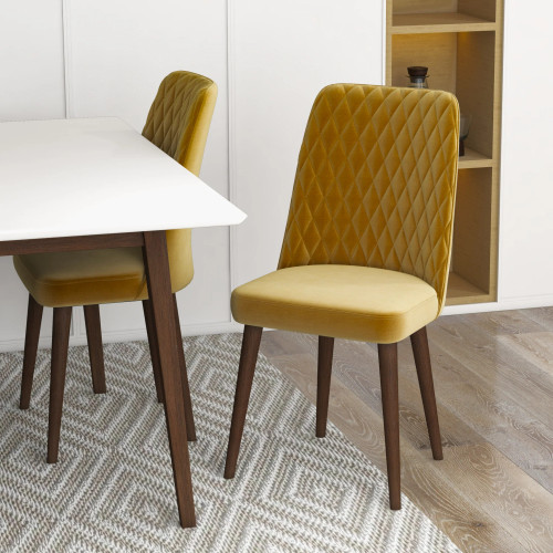 Adira Small White Dining Set - 4 Evette Gold Velvet Chairs | KM Home Furniture and Mattress Store | TX | Best Furniture stores in Houston