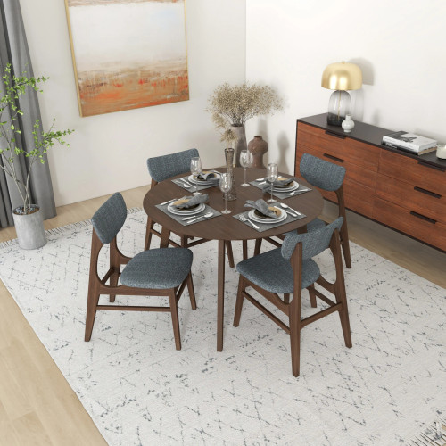 Aliana Dining set with 4 Collins Gray Chairs (Walnut) | KM Home Furniture and Mattress Store | Houston TX | Best Furniture stores in Houston