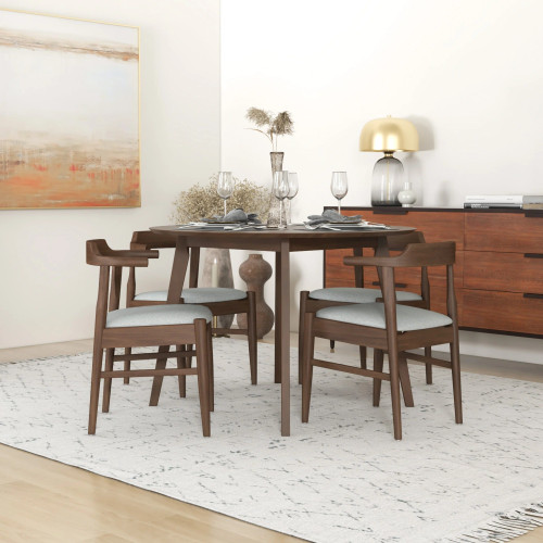 Aliana Dining Set with 4 Zola Gray Chairs (Walnut) | KM Home Furniture and Mattress Store | Houston TX | Best Furniture stores in Houston