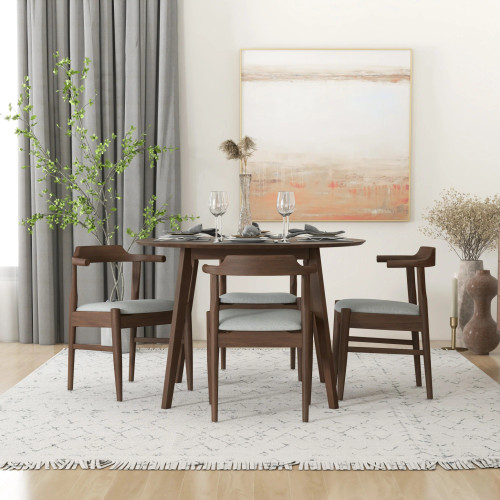 Aliana Dining Set with 4 Zola Gray Chairs (Walnut) | KM Home Furniture and Mattress Store | Houston TX | Best Furniture stores in Houston