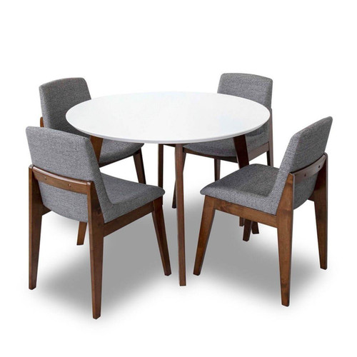 Aliana Dining set with Gray Chairs (White) | KM Home Furniture and Mattress Store | Houston TX | Best Furniture stores in Houston