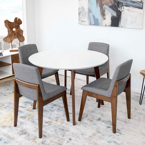 Aliana Dining set with Gray Chairs (White) | KM Home Furniture and Mattress Store | Houston TX | Best Furniture stores in Houston