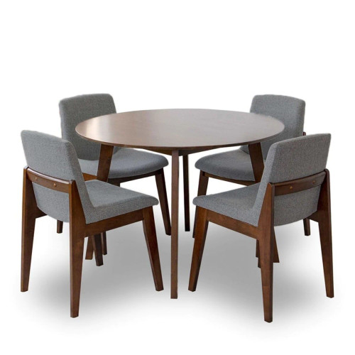 Aliana Dining Set with 4 Ohio Dark Gray Chairs (Walnut) | KM Home Furniture and Mattress Store | Houston TX | Best Furniture stores in Houston