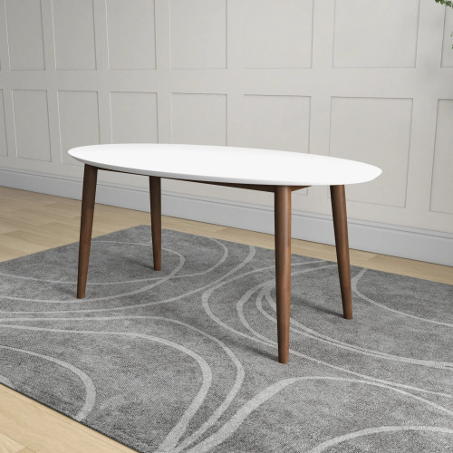 Rixos Oval Dining Table White Top | KM Home Furniture and Mattress Store | Houston TX | Best Furniture stores in Houston