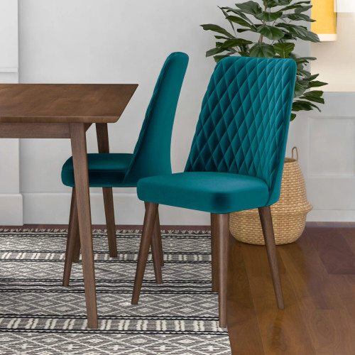 Adira Large Dining Set - 4 Evette Teal Velvet Chairs | KM Home Furniture and Mattress Store | TX | Best Furniture stores in Houston