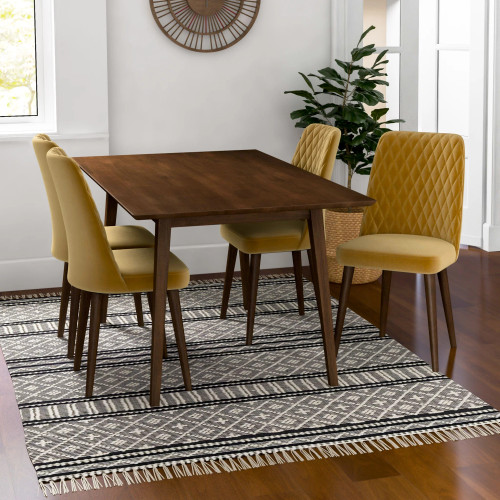 Adira Large Dining Set - 4 Evette Gold Velvet Chairs | KM Home Furniture and Mattress Store | TX | Best Furniture stores in Houston