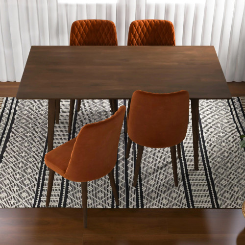 Adira Large Walnut Dining Set - 4 Evette Burnt Orange Chairs | KM Home Furniture and Mattress Store | TX | Best Furniture stores in Houston