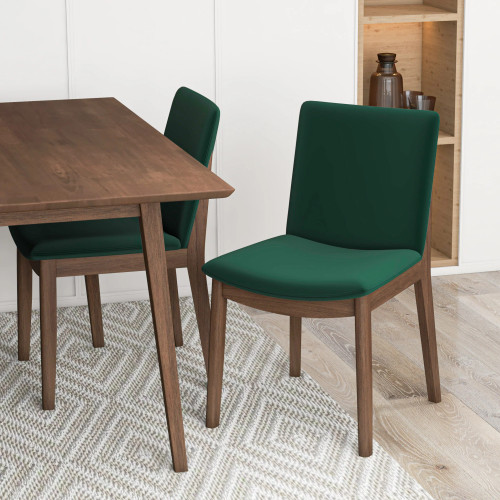 Adira Small Walnut Dining Set - 4 Virginia Green Velvet Chairs | KM Home Furniture and Mattress Store | TX | Best Furniture stores in Houston