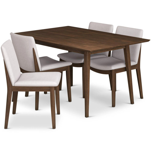Adira Small Walnut Dining Set - 4 Virginia Beige Chairs | KM Home Furniture and Mattress Store | TX | Best Furniture stores in Houston