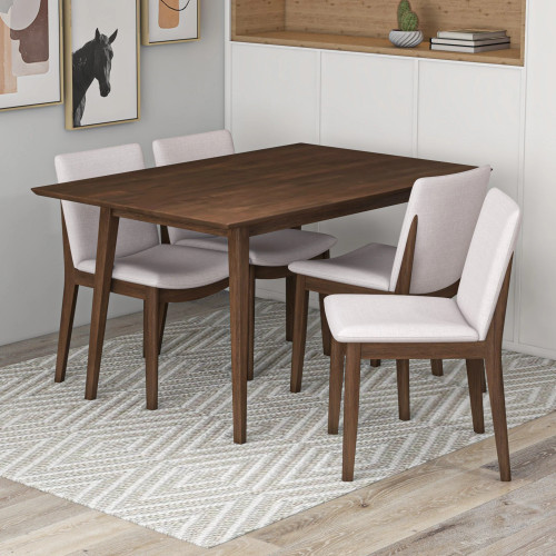 Adira Small Walnut Dining Set - 4 Virginia Beige Chairs | KM Home Furniture and Mattress Store | TX | Best Furniture stores in Houston