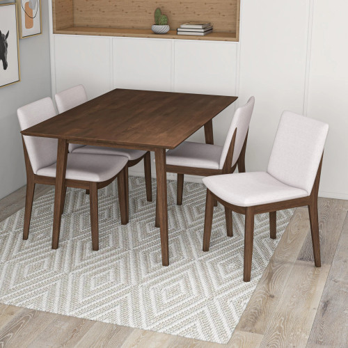 Adira Small Walnut Dining Set - 4 Virginia Beige Chairs | KM Home Furniture and Mattress Store | TX | Best Furniture stores in Houston