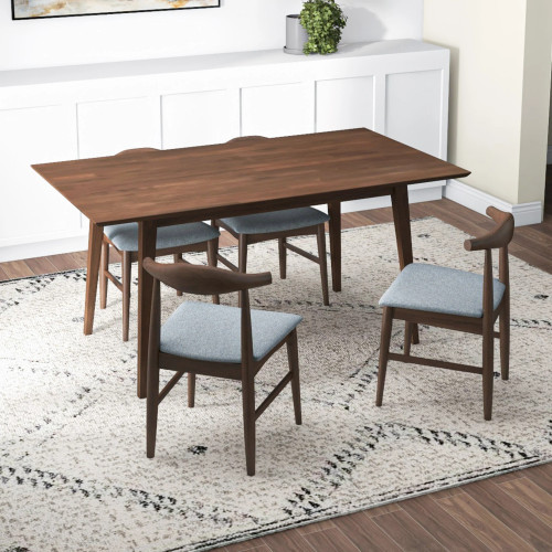 Adira Large Walnut Dining Set - 4 Winston Gray Chairs | KM Home Furniture and Mattress Store | TX | Best Furniture stores in Houston