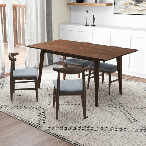 Adira Large Walnut Dining Set - 4 Winston Gray Chairs | KM Home Furniture and Mattress Store | TX | Best Furniture stores in Houston