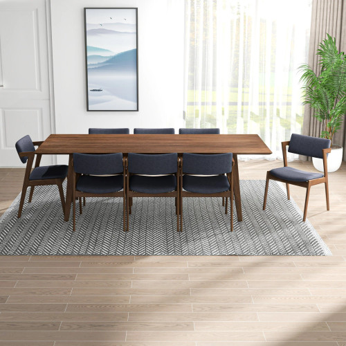 Adira XLarge Walnut Dining Set - 8 Ricco Dark Gray Chairs | KM Home Furniture and Mattress Store | TX | Best Furniture stores in Houston