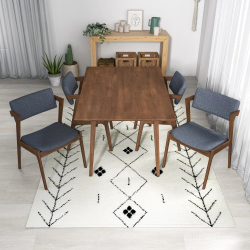 Adira Small Walnut Dining Set - 4 Ricco Dark Gray Chairs | KM Home Furniture and Mattress Store |  TX | Best Furniture stores in Houston