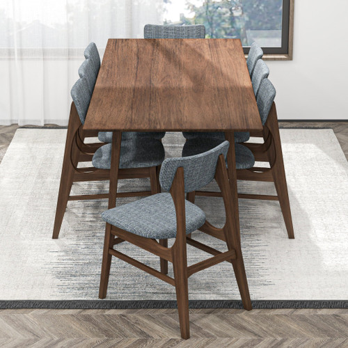 Adira XLarge Walnut Dining Set - 8 Collins Grey Chairs | KM Home Furniture and Mattress Store | TX | Best Furniture stores in Houston