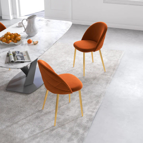 Vanessa Dining Chair - Orange Velvet | KM Home Furniture and Mattress Store | Houston TX | Best Furniture stores in Houston