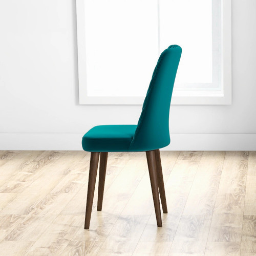 Evette Mid Century Modern Dining Chair - Teal  Velvet | KM Home Furniture and Mattress Store | TX | Best Furniture stores in Houston