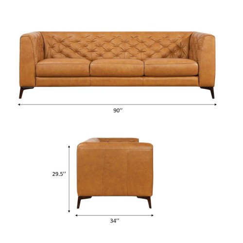 Fargo Tufted Rectangular Tight back Genuine Tan Leather | KM Home Furniture and Mattress Store | Best Furniture stores in Houston