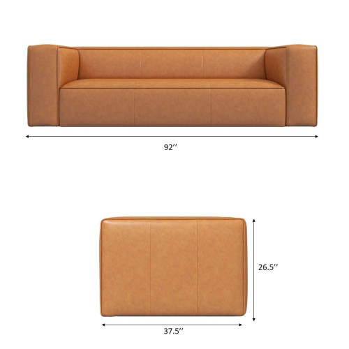 Emerson Leather Sofa (Tan) | KM Home Furniture and Mattress Store | Houston TX | Best Furniture stores in Houston