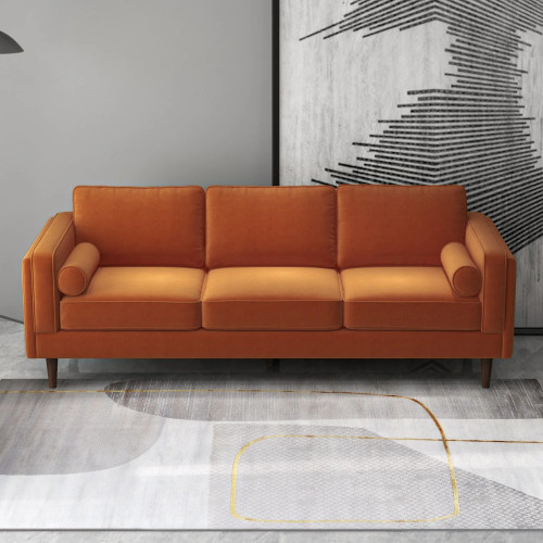 Fordham Sofa - Burnt Orange Velvet | KM Home Furniture and Mattress Store | Houston TX | Best Furniture stores in Houston