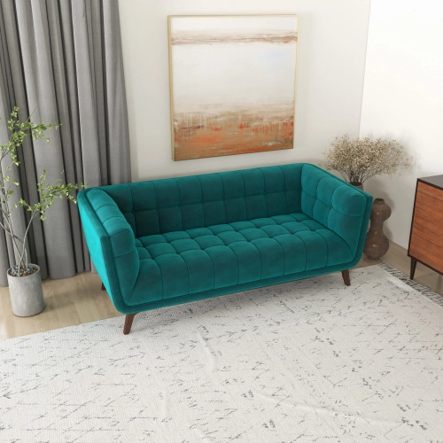 Kano Sofa 78" - Teal Velvet  | KM Home Furniture and Mattress Store | Houston TX | Best Furniture stores in Houston