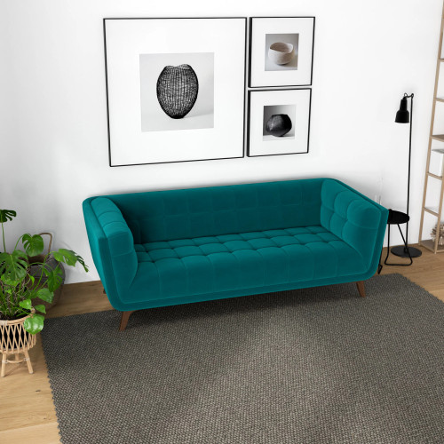 Kano Sofa  86" - Teal Velvet  | KM Home Furniture and Mattress Store | Houston TX | Best Furniture stores in Houston