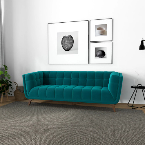 Kano Sofa  86" - Teal Velvet  | KM Home Furniture and Mattress Store | Houston TX | Best Furniture stores in Houston