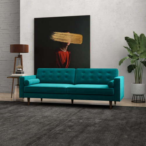 Kirby Sofa - Teal Velvet  | KM Home Furniture and Mattress Store | Houston TX | Best Furniture stores in Houston