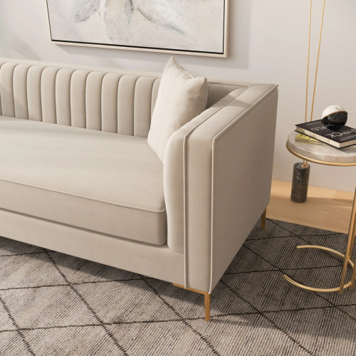 Kendra Sofa 91" - Cream Velvet | KM Home Furniture and Mattress Store | TX | Best Furniture stores in Houston