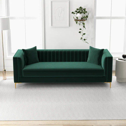 Kendra Sofa 91" - Green Velvet  | KM Home Furniture and Mattress Store | Houston TX | Best Furniture stores in Houston