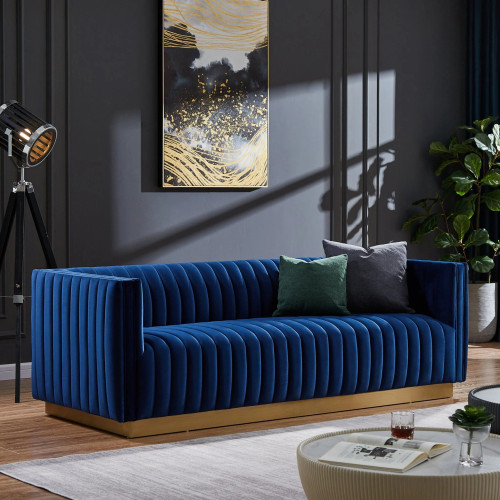 Atlanta Sofa - Blue Velvet | KM Home Furniture and Mattress Store | Houston TX | Best Furniture stores in Houston