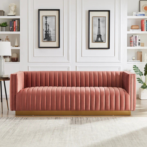 Atlanta Sofa - Coral Velvet | KM Home Furniture and Mattress Store | Houston TX | Best Furniture stores in Houston