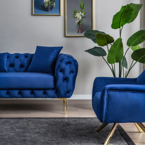 Jessica Sofa - Navy Blue Velvet | KM Home Furniture and Mattress Store | Houston TX | Best Furniture stores in Houston