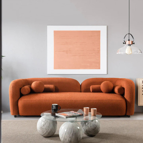 Bodrum Sofa - Burnt Orange Boucle | KM Home Furniture and Mattress Store | Houston TX | Best Furniture stores in Houston