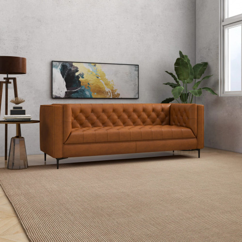 Houston Modern Sofa - Cognac Leather Couch | KM Home Furniture and Mattress Store | TX | Best Furniture stores in Houston