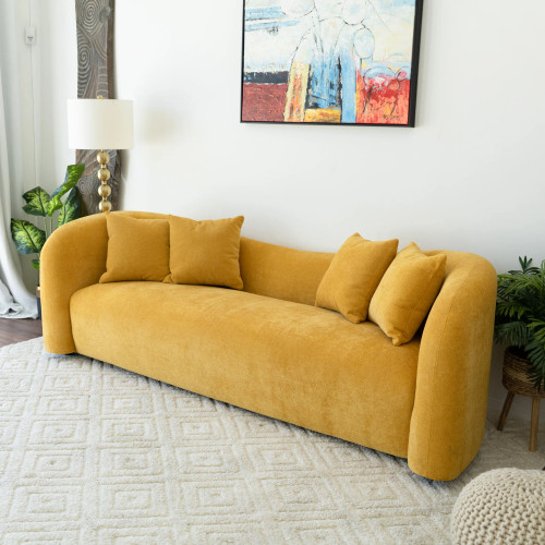 Hana Sofa Gold Boucle japandi home decor | KM Home Furniture and Mattress Store | Texas | Best Furniture stores in Houston