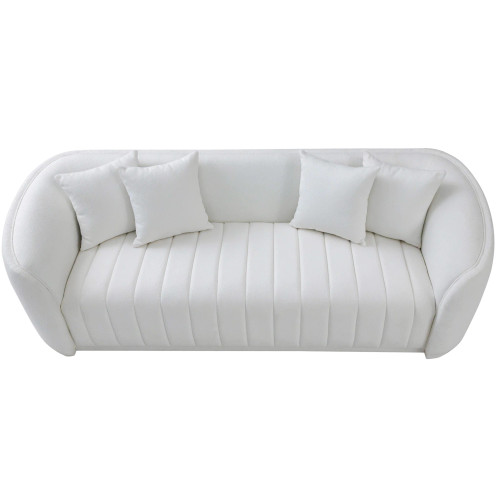 Thrive White Boucle Curved Sofa | KM Home Furniture and Mattress Store | Houston TX | Best Furniture stores in Houston