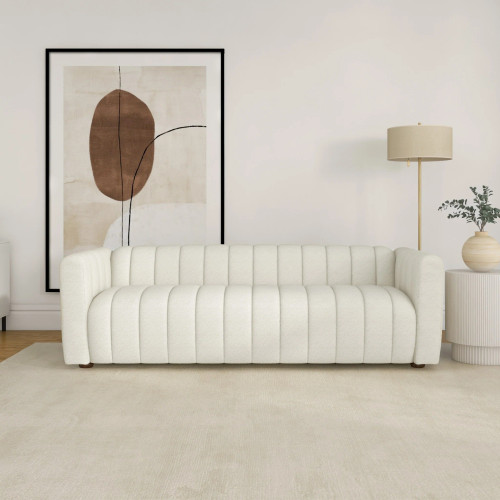 Clara Sofa - White Boucle | KM Home Furniture and Mattress Store | Houston TX | Best Furniture stores in Houston