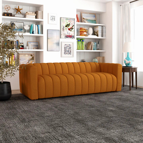 Clara Sofa - Burnt Orange Boucle | KM Home Furniture and Mattress Store | Houston TX | Best Furniture stores in Houston