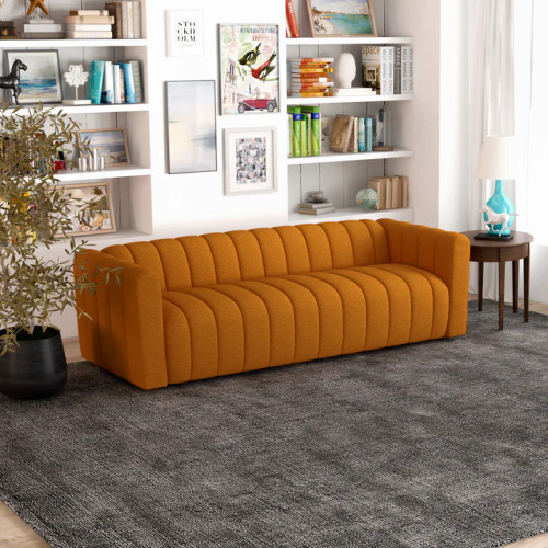 Clara Sofa - Burnt Orange Boucle | KM Home Furniture and Mattress Store | Houston TX | Best Furniture stores in Houston