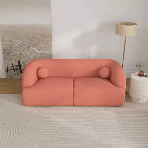 Quinn Sofa - Pink Boucle Couch | KM Home Furniture and Mattress Store | Houston TX | Best Furniture stores in Houston