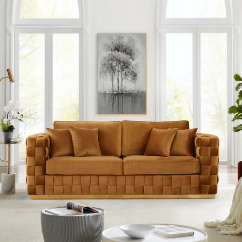 Jordan Sofa (Burnt Orange Velvet) | KM Home Furniture and Mattress Store | Houston TX | Best Furniture stores in Houston